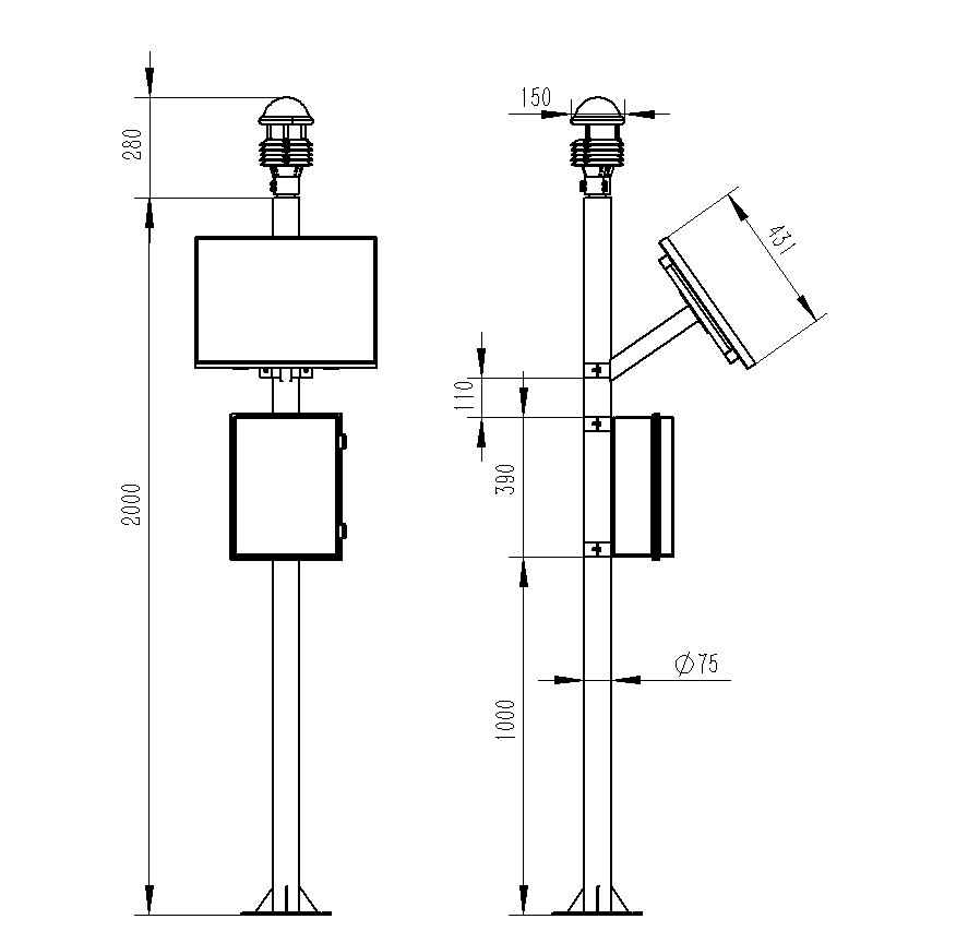 氣象監(jiān)測(cè)設(shè)備產(chǎn)品尺寸圖